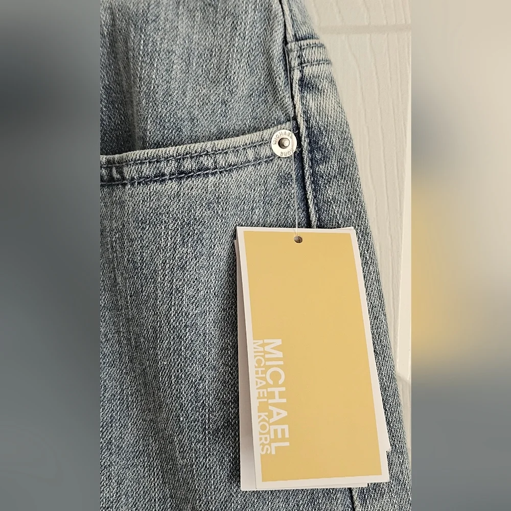NWT‎ Michael Kors Women's Button Front Denim Midi Skirt: Sky Haze Wash: Size- 12